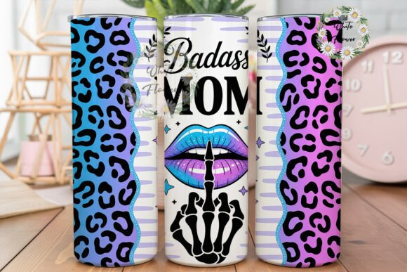 Badass MOM Leopard Lips: Graphics & Tumbler Wraps