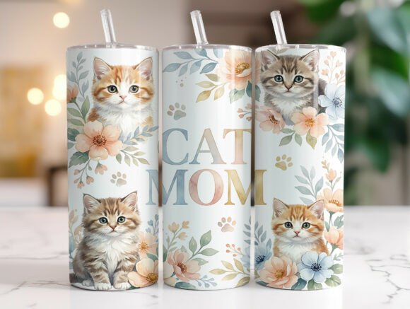 Cat Mom 20oz Tumbler Graphics for Blog Wraps