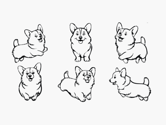Corgi Line Art Bundle: Graphics & Illustrations
