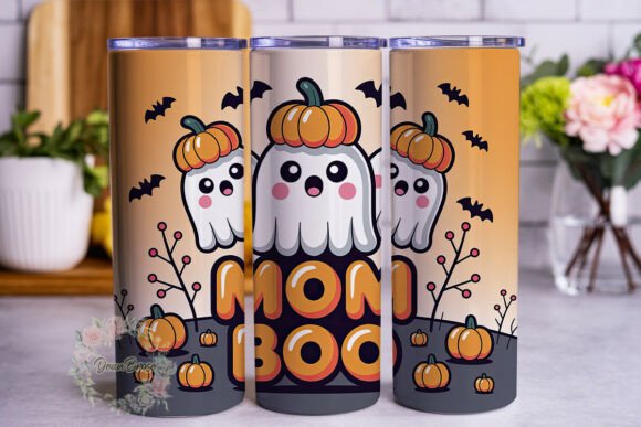 Cute Ghost Pumpkin MOM BOO Tumbler Graphics & Wraps