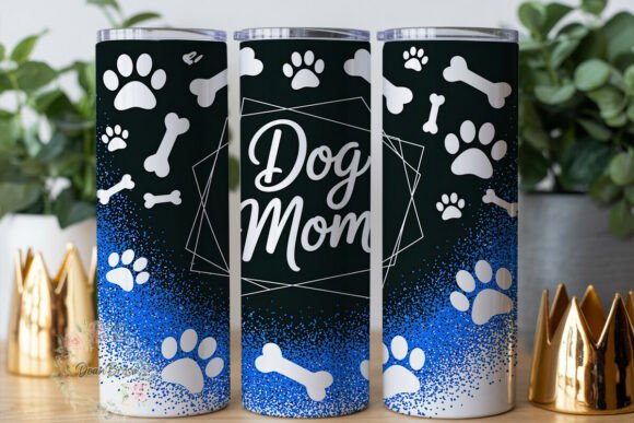 Dog Mom Glitter Paw Prints: Graphics for Tumbler Wraps
