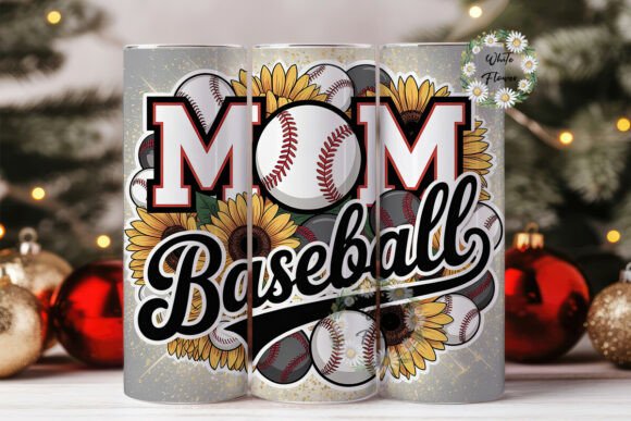 MOM Baseball Sunflowers: Glitter Tumbler Graphics & Wraps