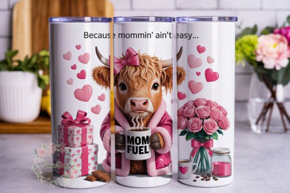 Mom Fuel Highland Cow: Tumbler Wraps & Graphics