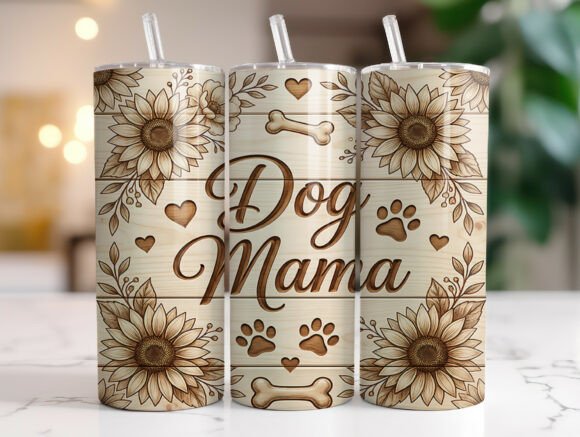 Rustic Dog Mom Sunflower Graphics for Tumbler Wraps