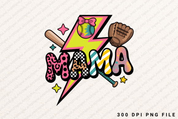 Softball Mama PNG: Graphics for T-Shirt Designs